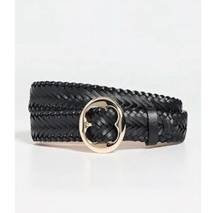 NEW B-Low The Belt Black Kizzy Braid Leather Gold Buckle Belt